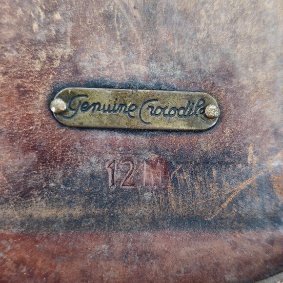 Mezlan Exotic Mens 12M Brown Crocodile Woven Leather Cap-toe Derby Dress Shoes - Picture 7 of 10